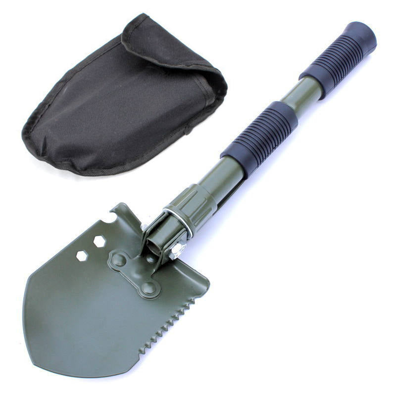 Military Folding Shovel Survival Camping Snow Shovel Adjustable Angle with Shovel Bag-ArmyGreen