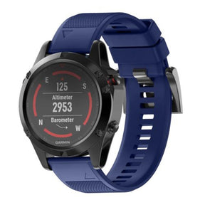 Smart Watch Band For Garmin Fenix 5/5Plus/6/6 Pro Forerunner 935/945 Quick Release Silicone Strap Black Steel Buckle-Dark Blue