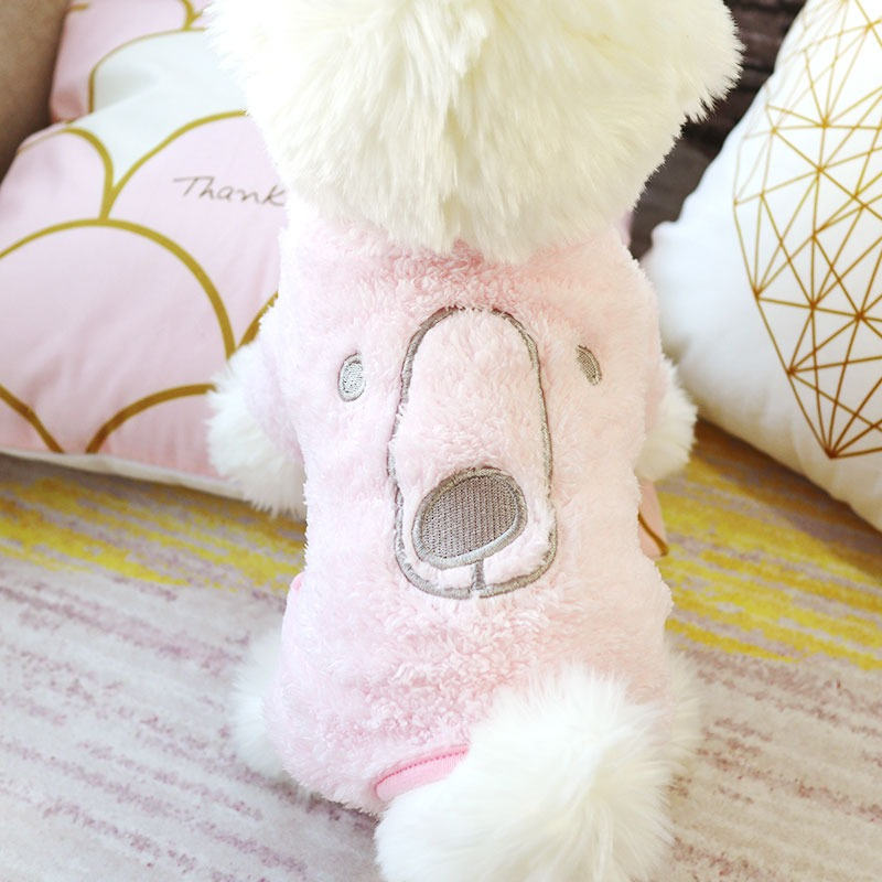 Cute Puppy Pajamas Plush Koalas Printed 4 Leg Onesie for Small Dog-Pink