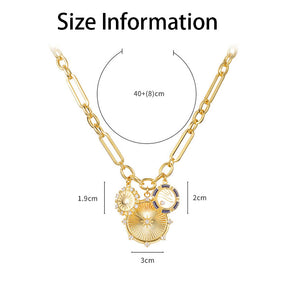 Sun Landscape Pendant Disc Necklace Hip-hop Clavicle Chain