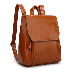 Womens Backpack PU Leather Fashion all Match Travel Bags-Brown