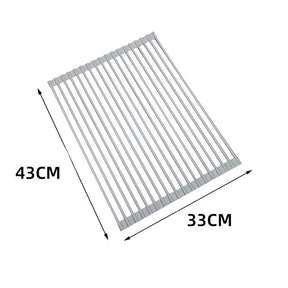 Over The Sink Multipurpose Roll-Up Dish Drying Rack 43*33CM-Gray