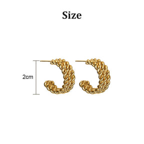 Three-layer Twisted Rope C-shaped Earrings for Women