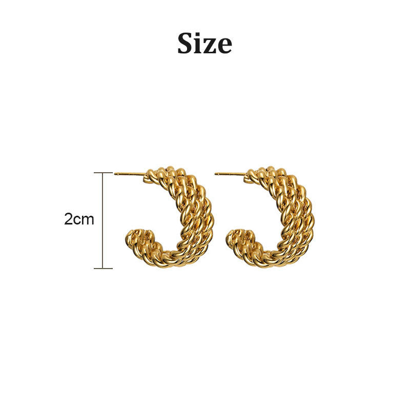 Three-layer Twisted Rope C-shaped Earrings for Women