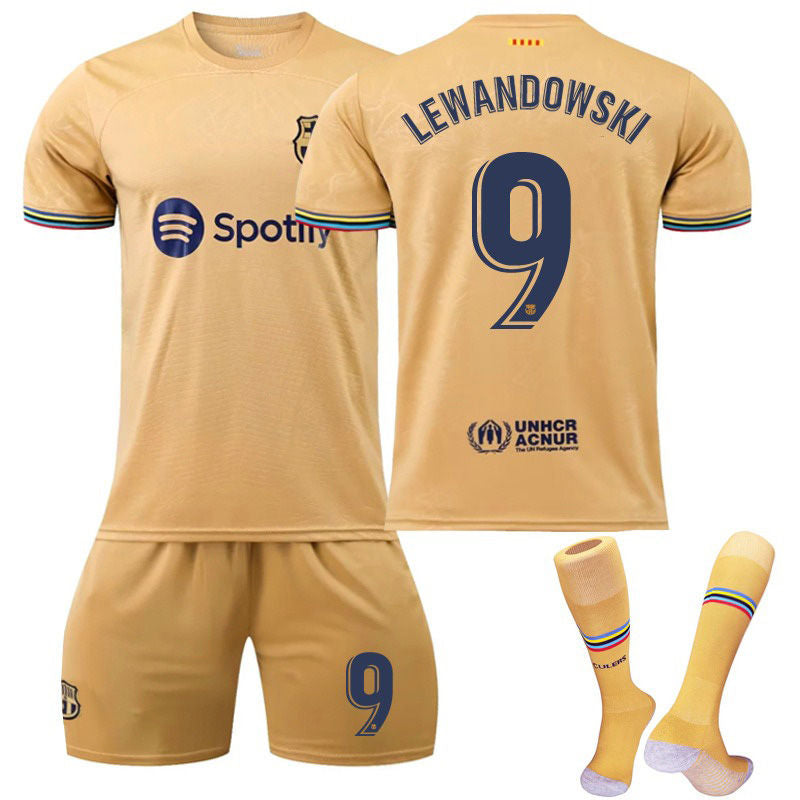 LEWANDOWSKI #9 Barca Away Shirt 2022/23 Soccer Jersey Kit Football Set For Adult Kids