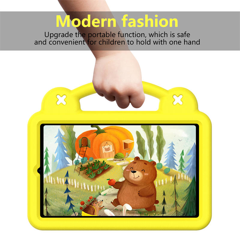 Strawberry Tablet Case with Shoulder Strap Stand for Samsung Galaxy Tab A 8.4 inch 2020-Yellow