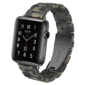 Fashion Resin iWatch Band with Stainless Steel Buckle for iWatch Series SE/6/5/4/3/2/1-ArmyGreen