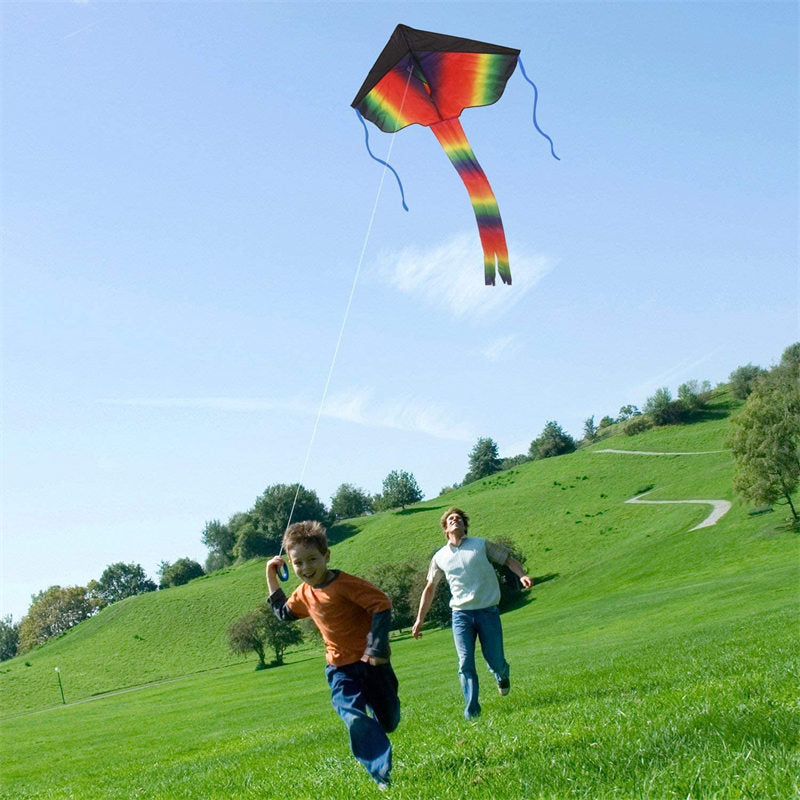 Beginner Rainbow Kite with String Handle for Adults Kids Outdoor Games