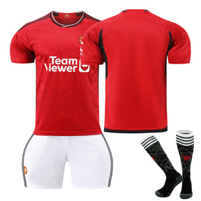 Red Devil Man Utd Home UEFA Jersey 3 Pcs Soccer Training Outfits