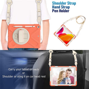 Morandi Tablet Case For Samsung Galaxy Tab A7 10.4 T500/T505/T507/T505N 2020 Kids Safe Shockproof Protective Cover With Kickstand+Strap-Coral Orange