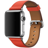 Litchi Pattern Leather Replacement Watch Band For iWatch Series SE/6/5/4/3/2/1-Orange
