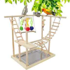 Parrots Playstand with 2 Stainless Steel Feeder Bird Swing Stand