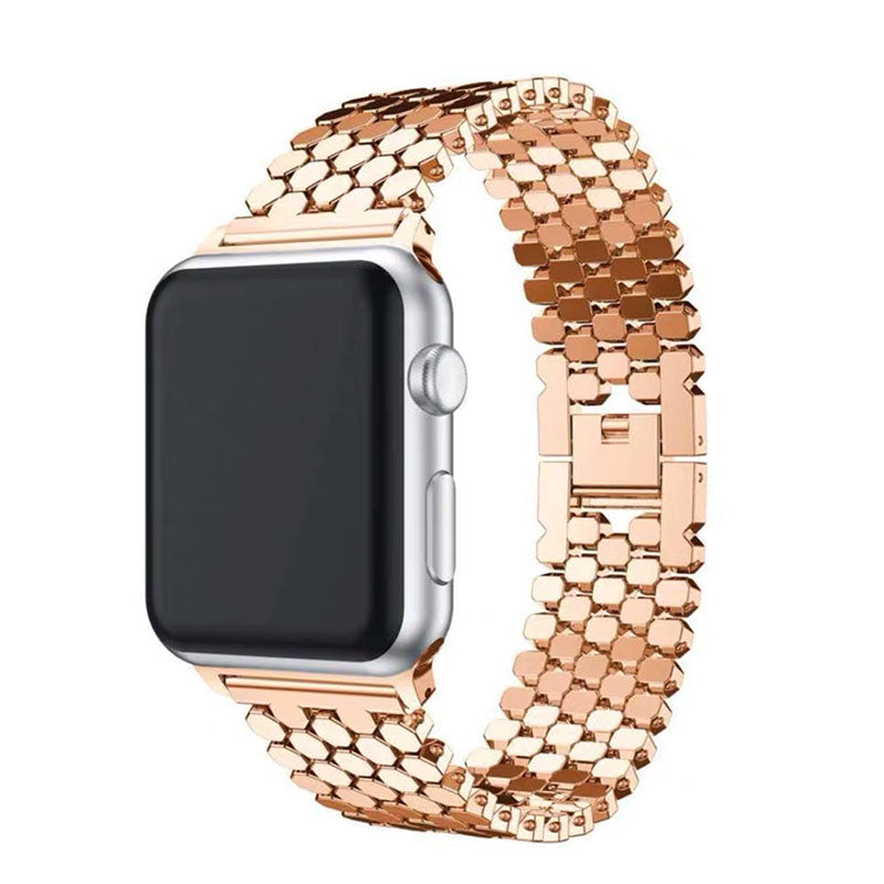 YLW Stainless Steel Watch Band Adjustable Wristbands for Apple IWatch Series SE/1/2/3/4/5/6 For Women-Rose Gold