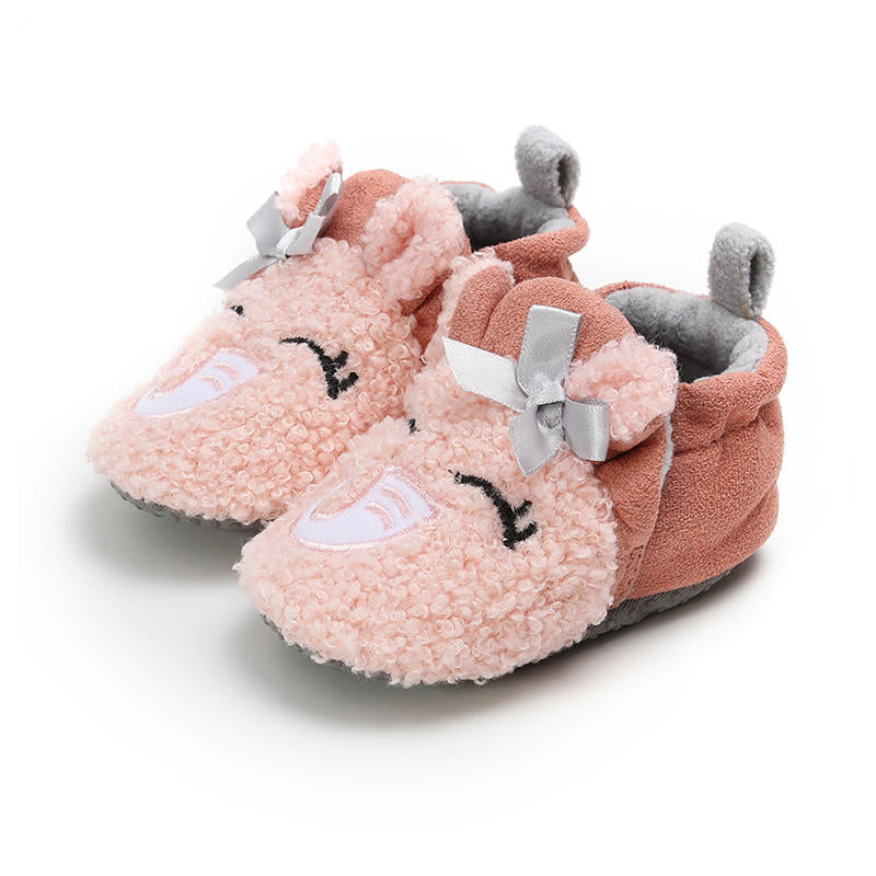 Infant Baby Boys Girls Slippers Non Slips Bottom Winter Booties House Shoes-ElephantPink