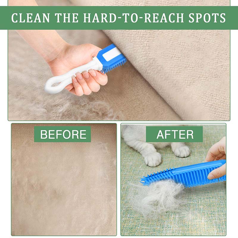 2 Pcs Pet Hair Remove Brush Portable Dog Cat Rubber Massage Brush-BlueGreen