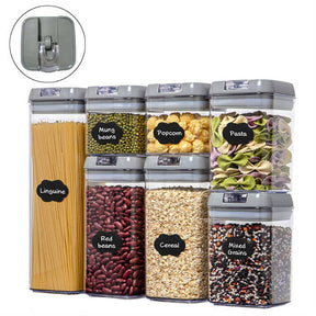 7 Pieces Plastic Food Storage Containers with Easy Lock Lids for Kitchen Pantry Organization and Storage -Gray Lid