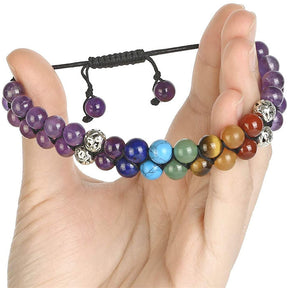 Bead Bracelet 7 Chakras Healing Crystals Bracelet Stone Beads Double Layer Bracelets-Purple