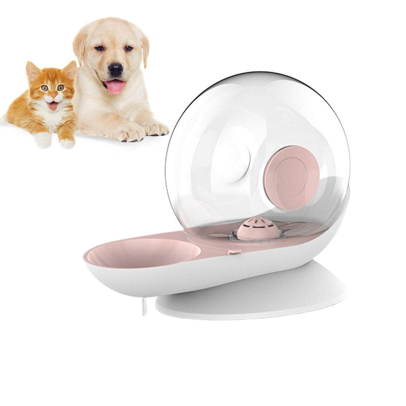 Pet Water Dispenser Bubble Snail Shaped Water Feeder Automatic Drinking-Pink