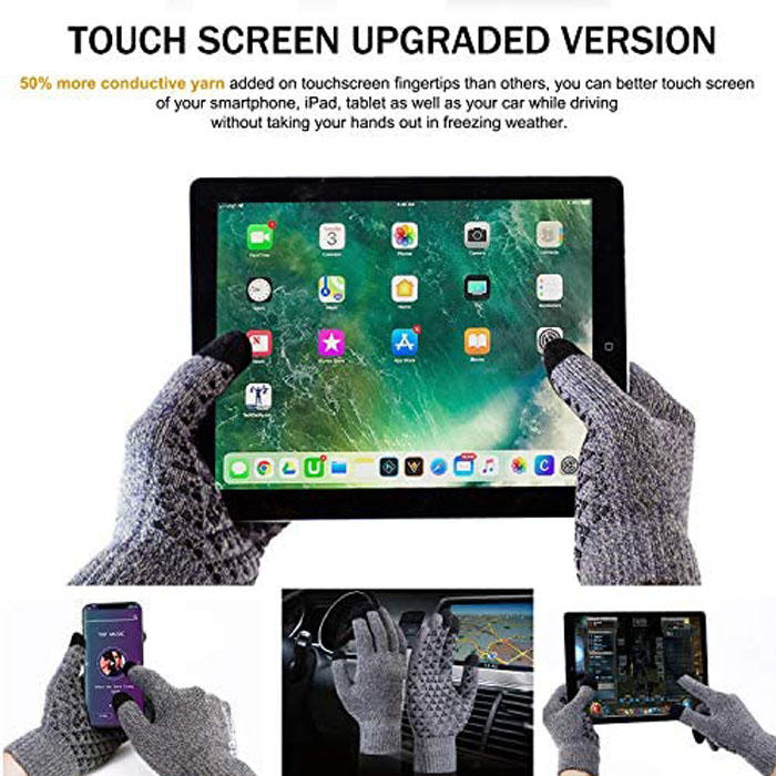 WIWU Winter Woman Gloves Upgraded Touch Screen Anti-Slip Silicone Gel Elastic Cuff Thermal-Coffee White-DZ32