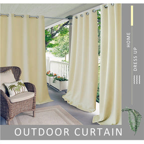 2 Panels Solid Color Blackout Curtains for Living Room-Beige