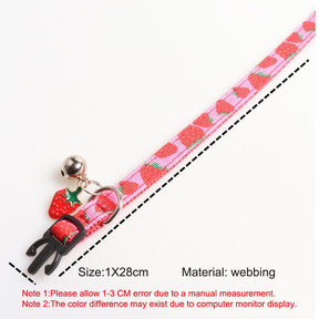 Breakaway Cat Collar with Bell Safety Adjustable Cat Collars-Strawberry