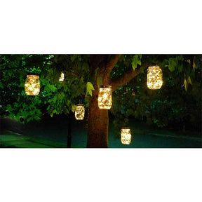 Mason Jar Solar Lantern Light 4 Pack-30 Leds Post Led Lights Starry Star Fairy Firefly Jar Lights for Outdoor Patio Garden Yard