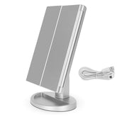 Tri-Fold Lighted Vanity Mirror with 22 LED Lights 3X/2X/1X Magnification Make Up Mirror-Silver