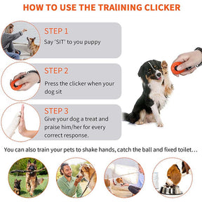 2Pcs Pet Training Clicker with Wrist Strap for Dog Training -Black + Blue