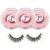 3 Pairs False Eyelashes Self Adhesive Waterproof Reusable No Glue Needed-5