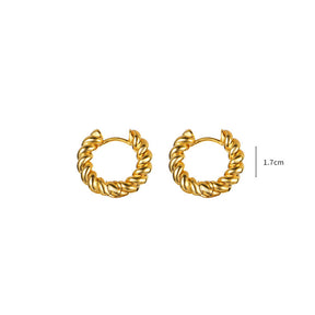 14K Gold Plated Twisted Mini Huggie Hoop Earrings for Women and Girl