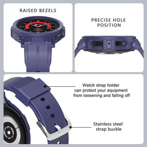 TPU Rugged Watchbands with Protective Case for Samsung Galaxy Watch 5 Pro 45mm Watch 4-Blue