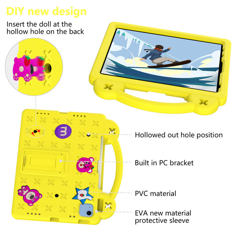 Strawberry iPad Case Shockproof with Handle Shoulder Strap for iPad 10th 2022-Yellow