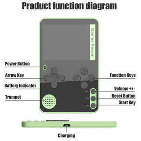 2.4 in Retro Handheld Video Game Console Built-in 500 Games Great Gift for Kids-Green