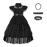 Gothic Girls Dress with Accessories Black Wednesday Halloween Cosplay