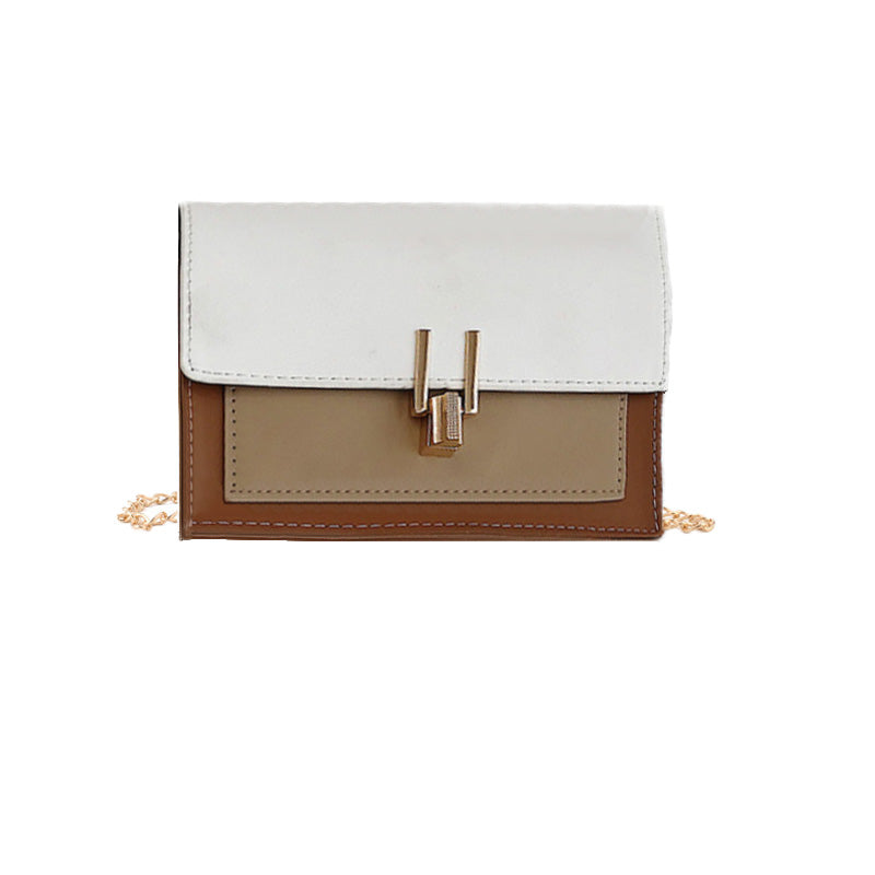 Color-Block Crossbody Bags for Women Leather Shoulder Bag-White