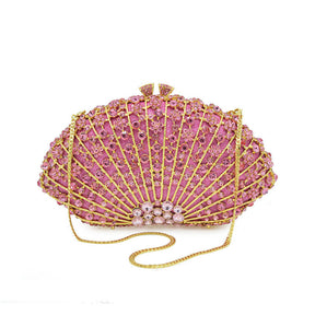 Luxury Rhinestone Evening Clutch Bag Sparkly Bride Wedding Party Purses-Pink