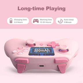 Wireless Controller with Turbo Wake-up Motion Vibratio for Nintendo Switch/Switch Lite/OLED-Pink