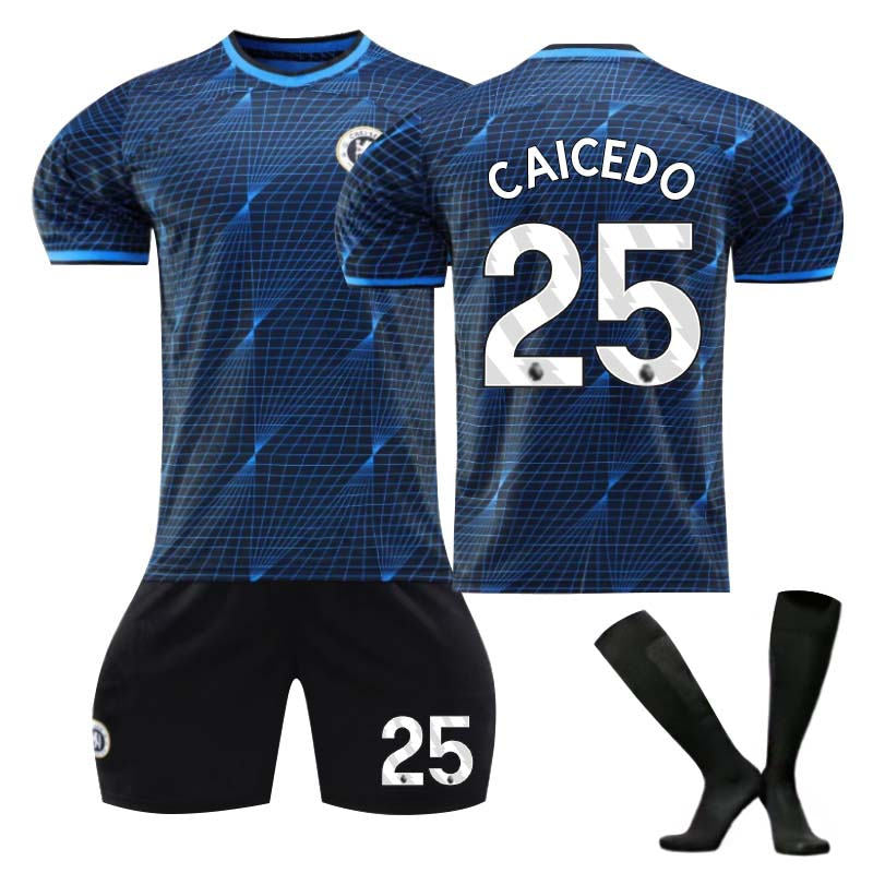 Chelsea Away Jersey CAICEDO #25 Soccer Jersey Kids Adult 3-Pieces Jersey Kits