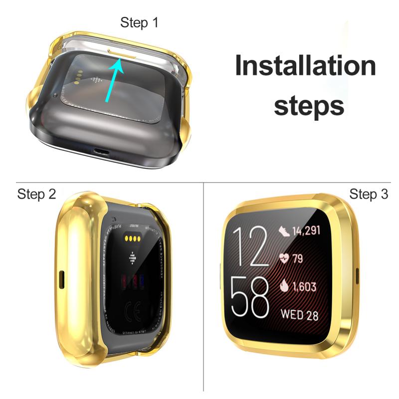 For Fitbit Versa Lite Electroplated Soft TPU Slim Watch Case -Gold