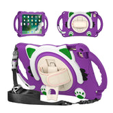 CatA iPad Silicone Case For iPad Mini 5 4 3 2 1 Built-in Handle Stand With a Strap-Purple