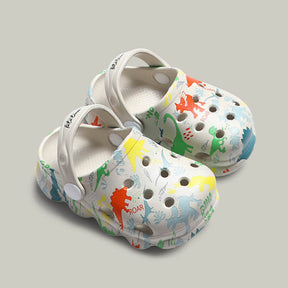 Kids Cute Cartoon Hole Shoes Little Dinosaur Beach Pool Slippers Boys and Girls-Grey