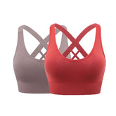 2 Pcs High Impact Sports Bra Medium Support Quick Dry Athletic Vest-Set2