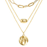 Gold Multilayer Coin Pendant Clavicle Chain Clothing Accessories