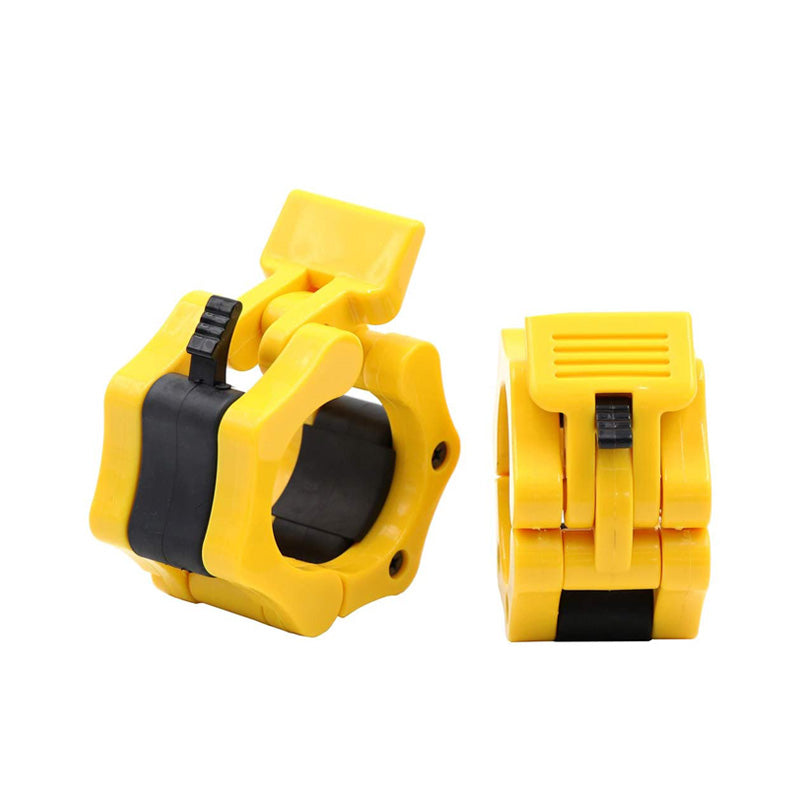 Pair of Olympic Barbell Clip Professional Barbell Plate Lock Collar Clip for 5CM Lever-Yellow