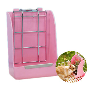 Rabbit Hay Feeder Plastic Food Bowl Feeder-Pink