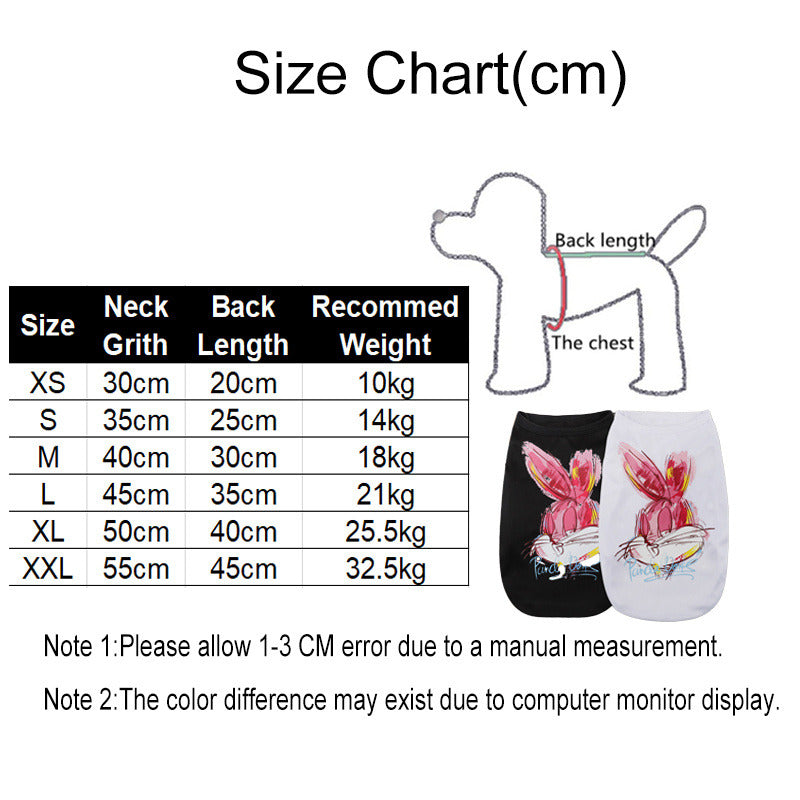 Dog Vest Summer Pet Clothes Cartoon Rabbit Breathable Comfortable-Black