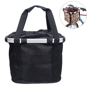 Foldable Detachable Travel Bike Basket for Cats Dogs-Black