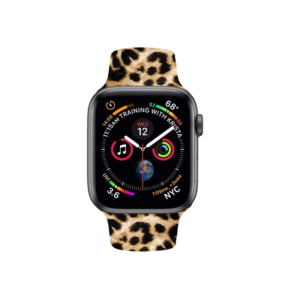 Color Printing Silicone Watch Band For Apple Watch SE/6/5/4/3/2/1(Coffee Leopard)