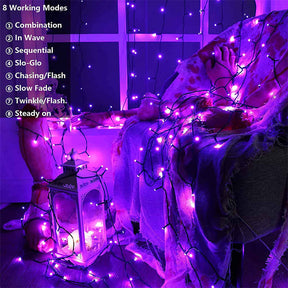 Solar Christmas Lights 72ft 200 LED 8 Modes Solar String Lights Waterproof-Purple