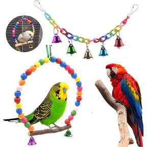 12Pcs Bird Parrot Swing Chewing Toy Hanging Bell Bird Cage